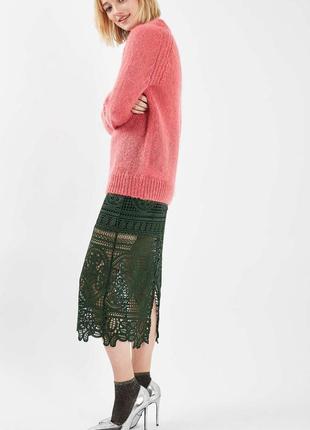 Кружевная юбка-миди карандаш, хаки topshop3 фото