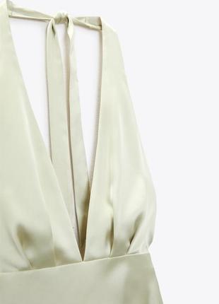 Платье zara атласное из шелка сатиновое шелковое massimo dutti белое молочное зеленое5 фото
