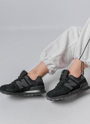 🔥женские кроссовки new balance 574 premium all black