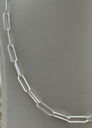Цепочка серебряная с крупными звеньями и плетением вытянутый анкер на шею 55 см4 фото