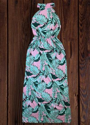 Пляжное платье пальмы листья тропический принт сарафан туника парео