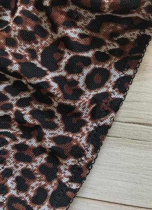 Леопардовые сетчатые женские трусики стринги с кружевными и атласными вставками5 фото