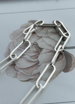 Цепочка серебряная с крупными звеньями с плетением вытянутый анкер 50 см5 фото