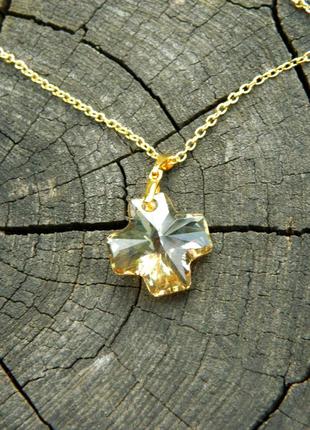 Підвіска з кристалом swarovski хрест golden shadow.