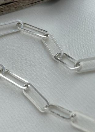 Серебряная цепочка с большими звеньями и плетением вытянутый анкер женская 60 см2 фото