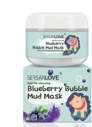 Киснева бульбашкова маска для обличчя з екстрактом чорниці sersanlove carbonated bubble clay mask, 100 г