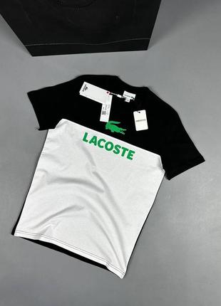 Футболка мужская с принтом lacoste белая черная турция / футболка тишка чоловіча лакоста чорна біла