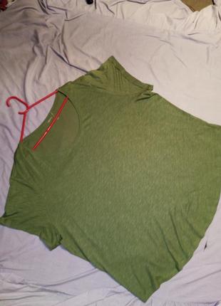 Натуральна,трикотажна блузка-футболка з манжетом,хакі,мега батал,h&m7 фото