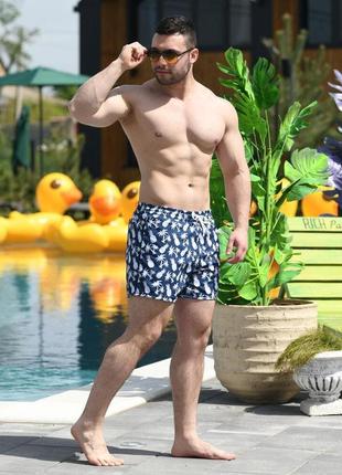 Шорти для плавання pobedov pool day ananas, темно синій-білий