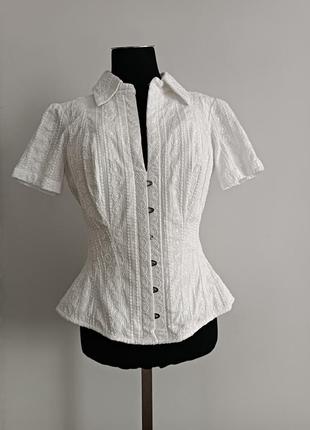 Белая корсетная рубашка с коротким рукавом corset story speeral steel bones, 32"