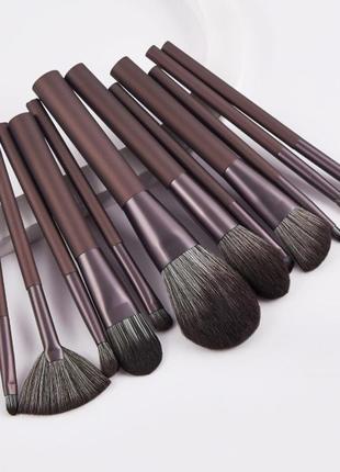 Набір пензлів для макіяжу еlegant classic коричневий 12 шт