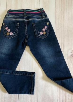 Прямые джинсы туречки, джинсы на девочку с цветочным принтом, коттоновые джинсы, классические джинсы