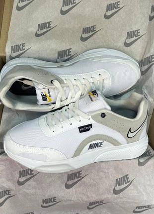 Крутые мужские спортивные кроссовки в стиле найк nike air zoom classic milk молочные белые качественные стильные удобные5 фото