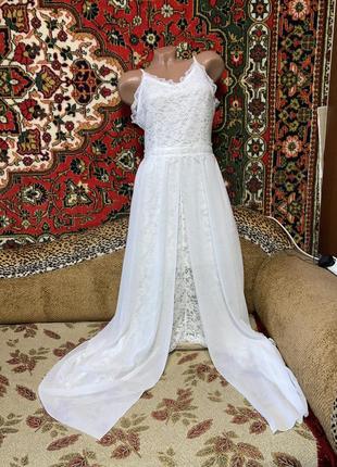 Шикарное нежное новое свадебное платье в бельевом стиле шифон и кружево