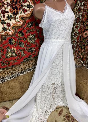 Шикарное нежное новое свадебное платье в бельевом стиле шифон и кружево4 фото