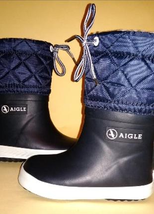 Aigle giboulee marine blanc сапоги резиновые зимние 22 размер