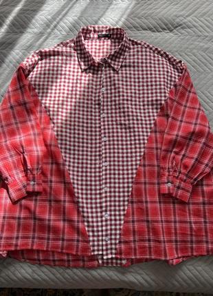 Рубашка в клетку батал удлиненная shein