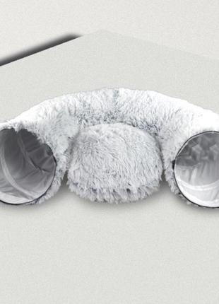Лежанка туннель для кота собаки 95х26 см плюш серый4 фото