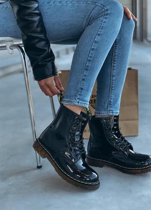 Черевики зимові dr.martens 1460 patent black розпродаж 🔥