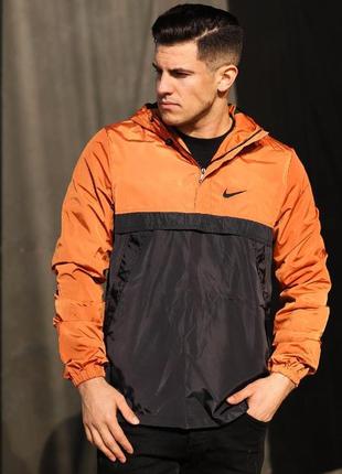 Куртка анорак чоловіча демісезонна анорак grey nike оранжево-черный3 фото