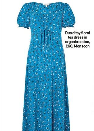Красива синя сукня міді в квітковий принт /красивое синее платье миди в цветочный принт