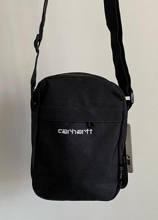 Минималистичный мессенджер carhartt, борсетка кархарт через плечо, сумка кархарт стуха черная коричневая2 фото