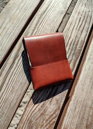 Кожаный кошелек кардхолдер ручной работы, уникальный дизайн.