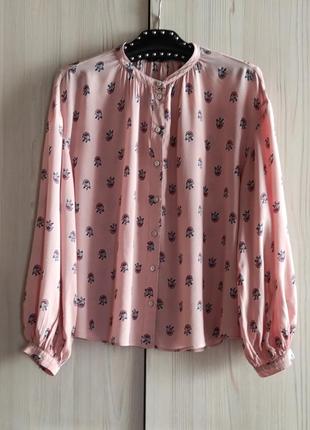 M&s блуза в цветочек с обьемными рукавами м1 фото