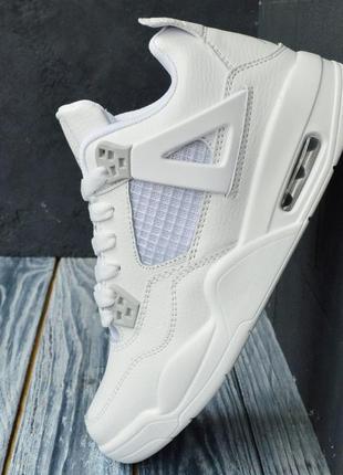 Nike air jordan retro 4 кросівки жіночі шкіряні топ найк джордан високі осінні3 фото