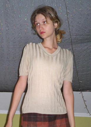 Luisa lorenzi італійська бежева кофта футболка s-m приталена 100% шовк