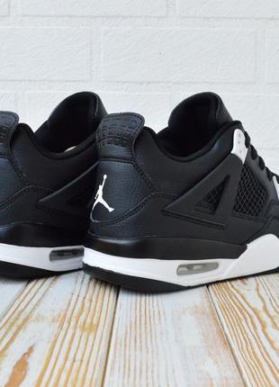Nike air jordan retro 4 кроссовки мужские кожаные топ найк джордан высокие осенние черные5 фото