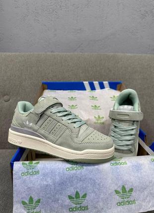 Жіночі кросівки adidas forum low green suede / smb