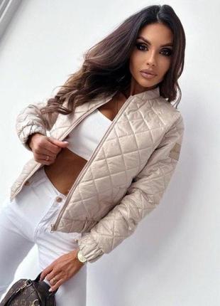 Куртка бомбер на синтепоне теплая короткая модная для девушек до 56 размера6 фото
