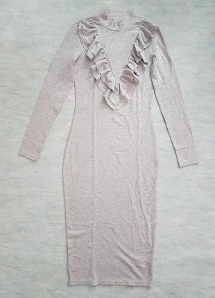 Стильное трикотажное платье миди h&amp;m с оборками.4 фото