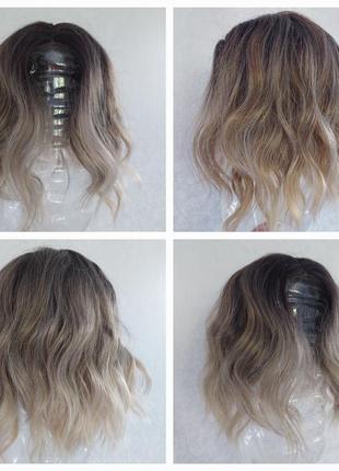 Парик - омбре 🔹волнистый пепельный блонд 🔹на сетке
