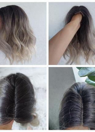 Парик - омбре 🔹волнистый пепельный блонд 🔹на сетке