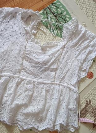 Біла блуза ідеал кружево рюш волани