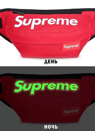 Чоловіча (жіноча) бананка, що світиться через плече або на пояс supreme - червона поясна / нагрудна сумка