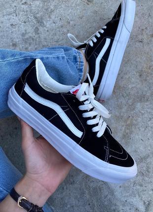 Новинка ▪︎ замшевые кеды vans sk8-low black white1 фото