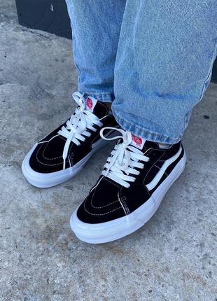 Новинка ▪︎ замшеві кеди vans sk8-low black white4 фото