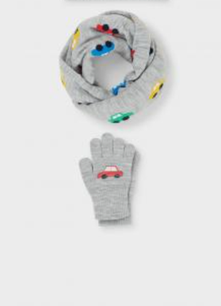 Комплект перчатки 104 122 шарф снуд шарфик машини авто подарунок дитині набор