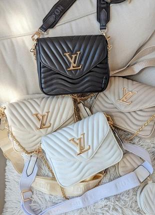 Сумочка в стилі louis vuitton 2в1 хвиляста lux, бежева сумка лв, клатч lv беж10 фото