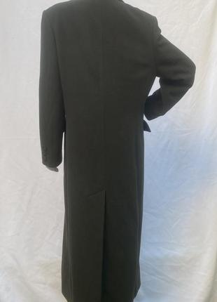 Шерстяное классическое двубортное зеленое пальто на подкладке4 фото