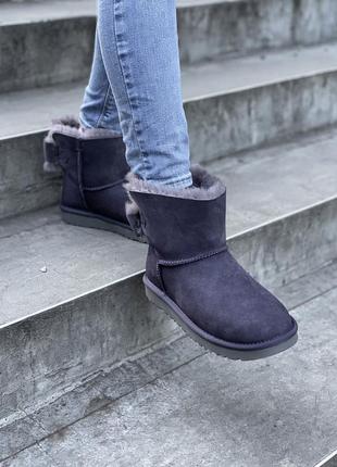 💜ugg bailey bow 2 violet💜шикарные женские замшевые уггу с нат. мехом, жіночі зимові