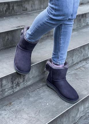 💜ugg bailey bow 2 violet💜шикарные женские замшевые уггу с нат. мехом, жіночі зимові3 фото