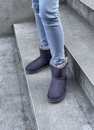 💜ugg bailey bow 2 violet💜шикарные женские замшевые уггу с нат. мехом, жіночі зимові6 фото