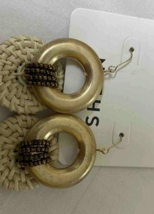 Розпродаж сережки shein ротангові asos золотистые2 фото