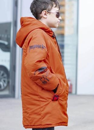 Куртка удлиненная подростковая демисезонная двусторонний рост 140-170 см8 фото