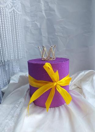 Маленькая круглая корона на торт для прически1 фото