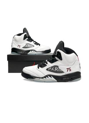 Nike air jordan 5 retro white black reflective premium